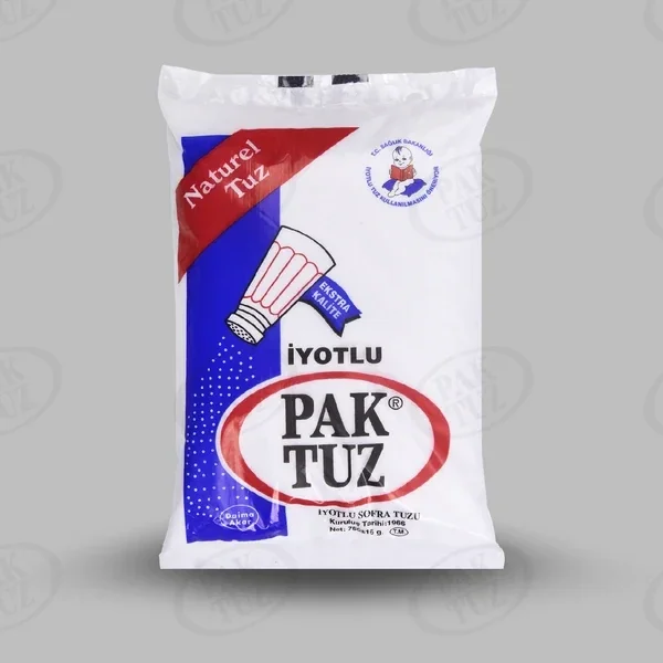 Pak Tuz İyotlu Sofra Tuzu 750 g ürün ambalajı