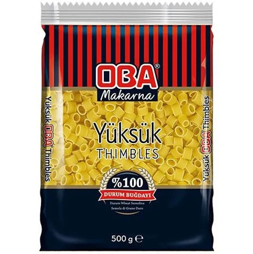 Oba Yüksük Makarna 500 g ürün ambalajı